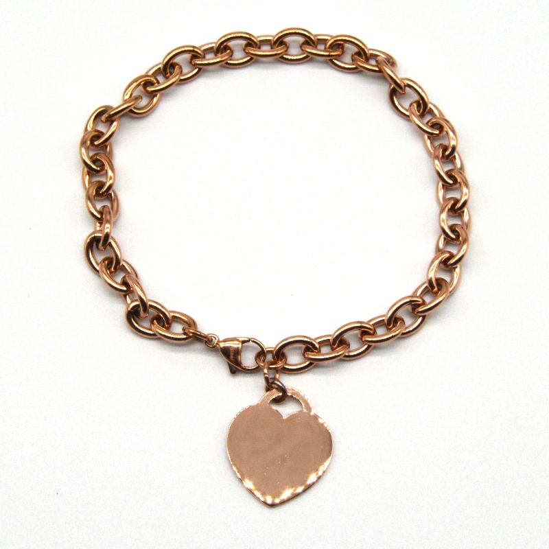 Bracciale a catena pendente in acciaio a forma di cuore rfbbg0069