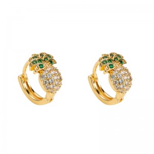 Primavera e estate nuovi orecchini a forma di ananas di origine europea e americana orecchini di forma di rame micro-infred zircon Corea del Sud graziosi orecchini semplici